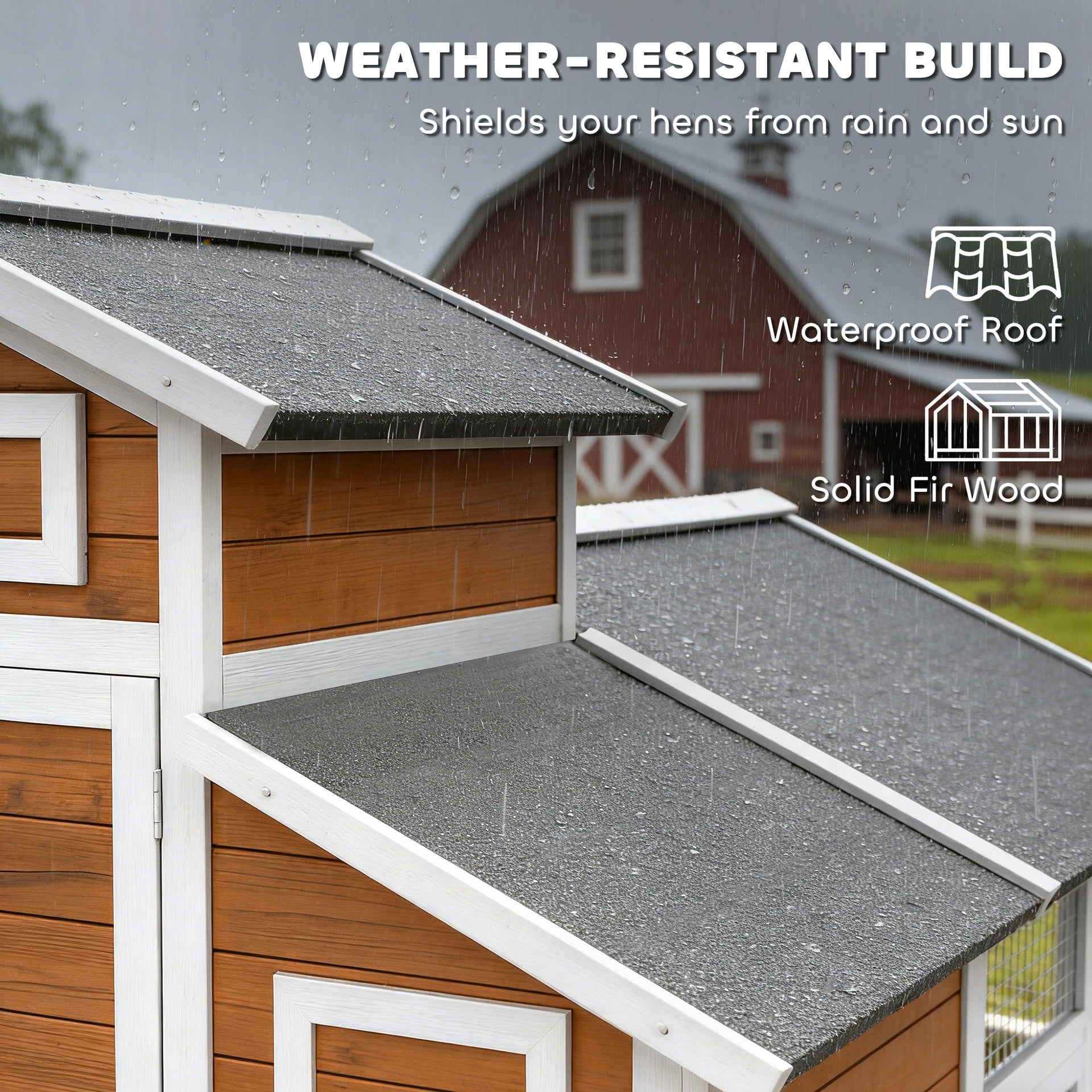 PawHut 79"L Chicken Coop with Run for 6 Chickens, Wooden Chicken House with Nesting Boxes and Pull-Out Tray