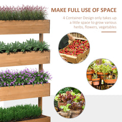 Outsunny Vertical 4 Tier Raised Garden Bed, Wooden Planter Box, Self-Draining with Bed Liner for Indoor Outdoor Flowers, Vegetables and Herbs, Orange
