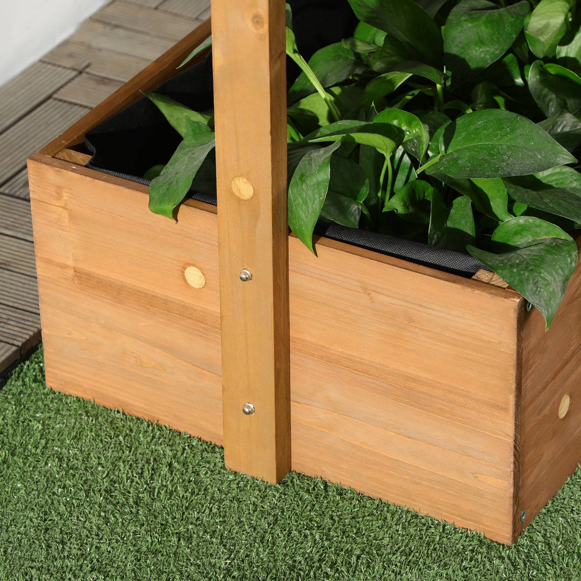 Outsunny Vertical 4 Tier Raised Garden Bed, Wooden Planter Box, Self-Draining with Bed Liner for Indoor Outdoor Flowers, Vegetables and Herbs, Orange