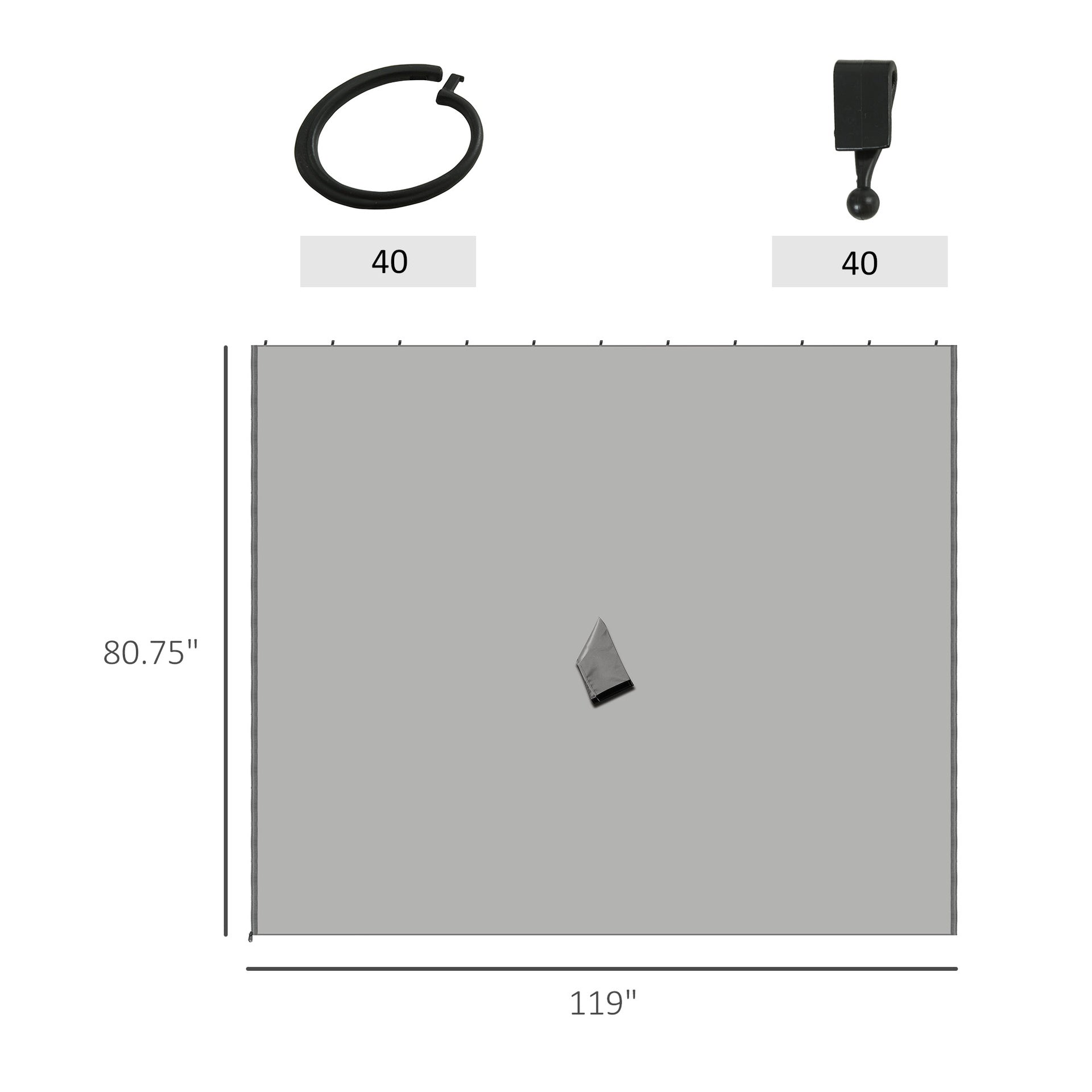 Outsunny 9.84' x 9.84' Gazebo Sidewall Set with Hooks/C-Rings, Gray