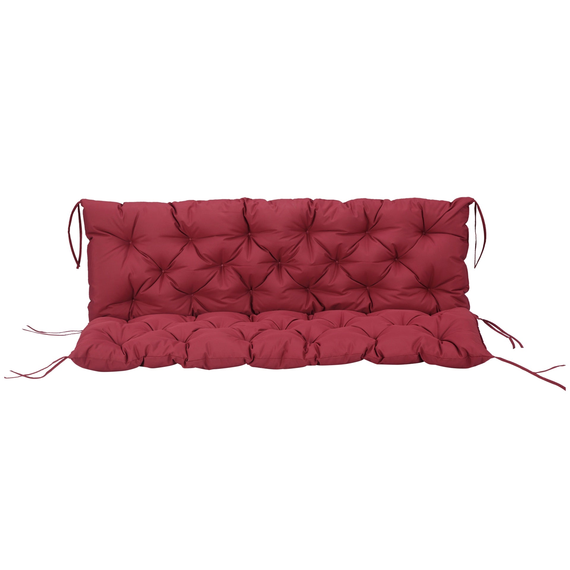 Outsunny 59" x 38" Tufted Bench Cushion for Outdoor Furniture, 3-Seater Replacement for Swing Chair, Patio Sofa/Couch, Wine Red