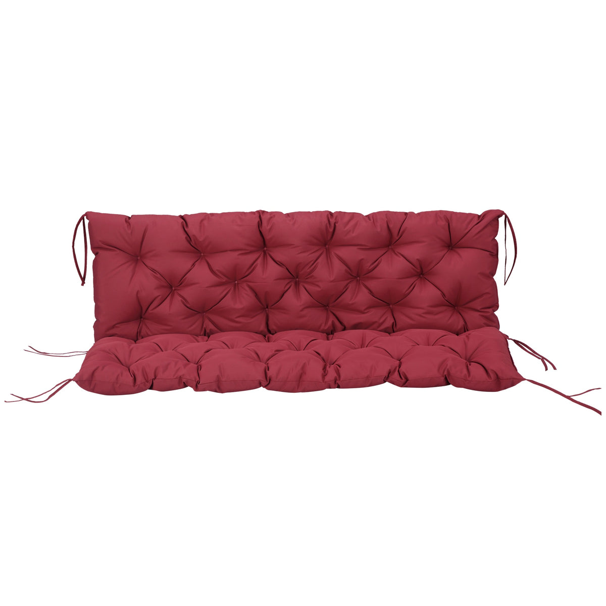 Outsunny 59" x 38" Tufted Bench Cushion for Outdoor Furniture, 3-Seater Replacement for Swing Chair, Patio Sofa/Couch, Wine Red