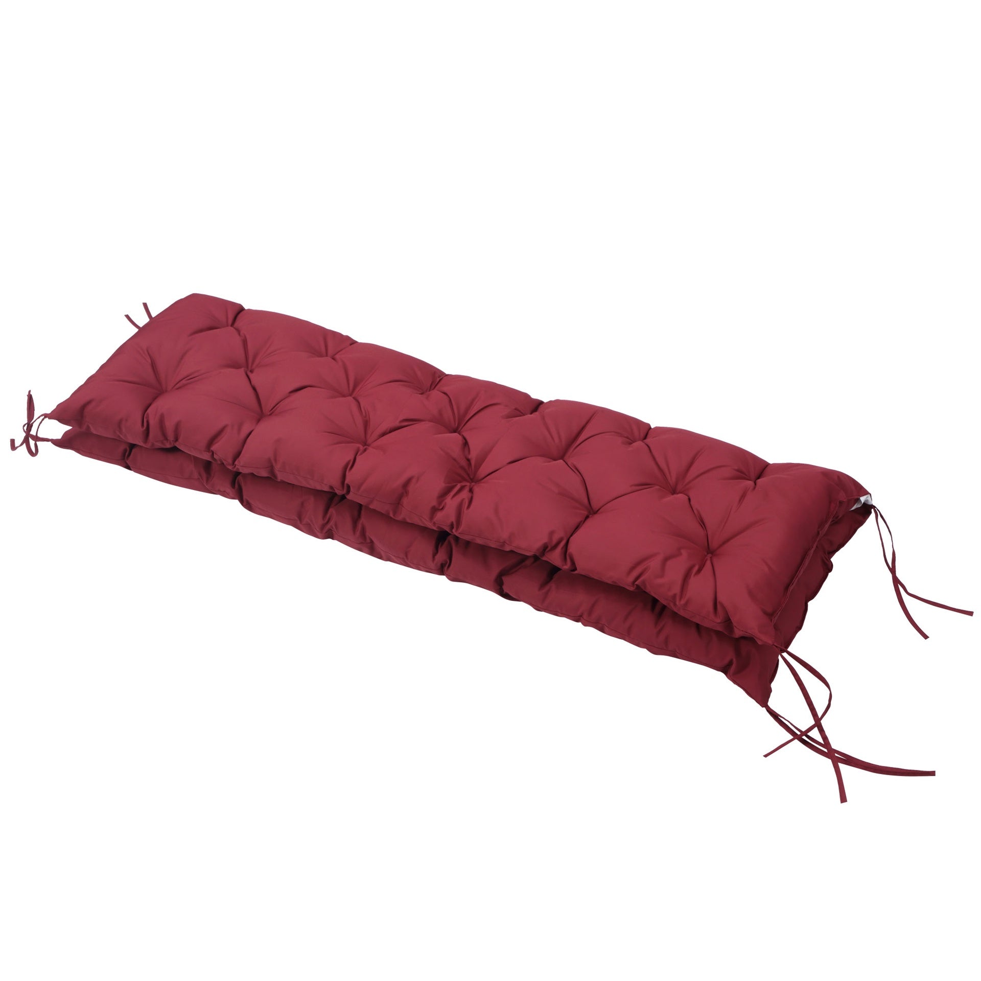 Outsunny 59" x 38" Tufted Bench Cushion for Outdoor Furniture, 3-Seater Replacement for Swing Chair, Patio Sofa/Couch, Wine Red