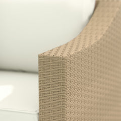 Outsunny Rattan Wicker 3 Seater Patio Couch with Cushions, 2 Throw Pillows, Outdoor Furniture Rattan Sofa, Cream White