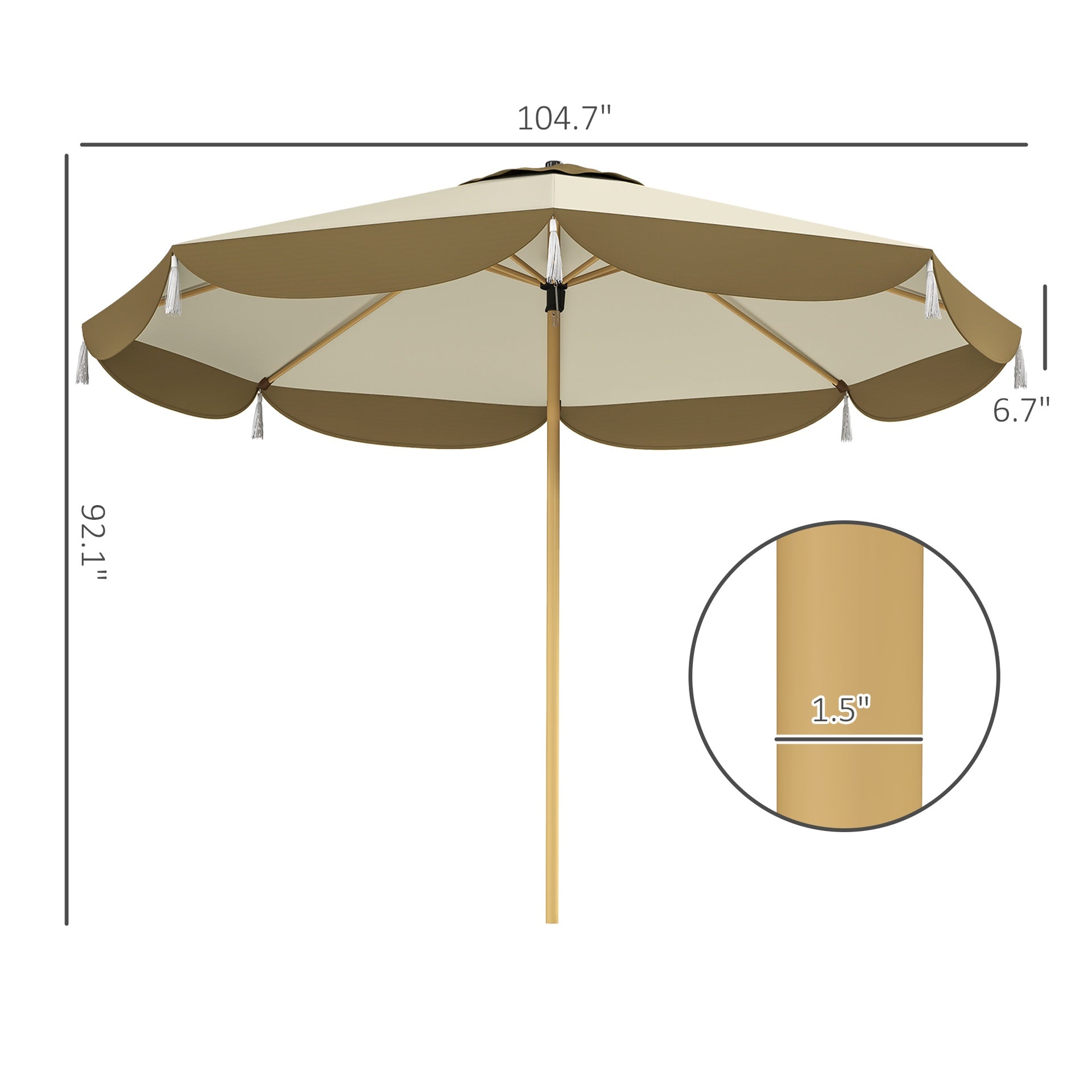 Outsunny 9FT Patio Umbrella, UPF 50+ Outdoor Market Umbrella with 8 Ribs, Vented Outdoor Table Umbrella for Deck, Backyard and Lawn, Cream White