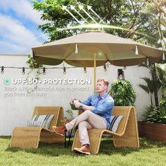 Outsunny 9FT Patio Umbrella, UPF 50+ Outdoor Market Umbrella with 8 Ribs, Vented Outdoor Table Umbrella for Deck, Backyard and Lawn, Cream White