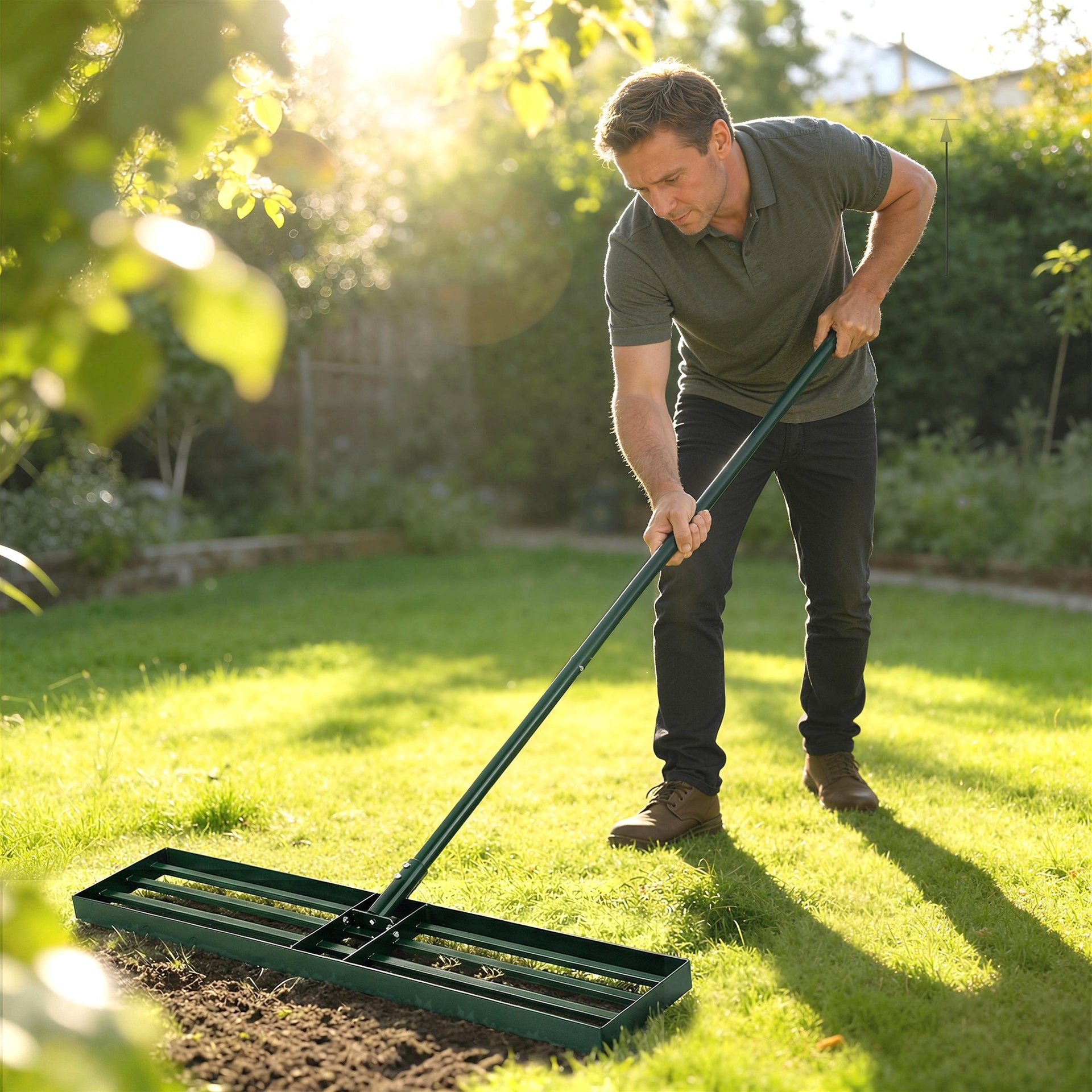 Outsunny Lawn Leveling Rake, 36" x 10" Heavy Duty Yard Leveling Rake with 66.5" Handle for Backyard, Golf Course