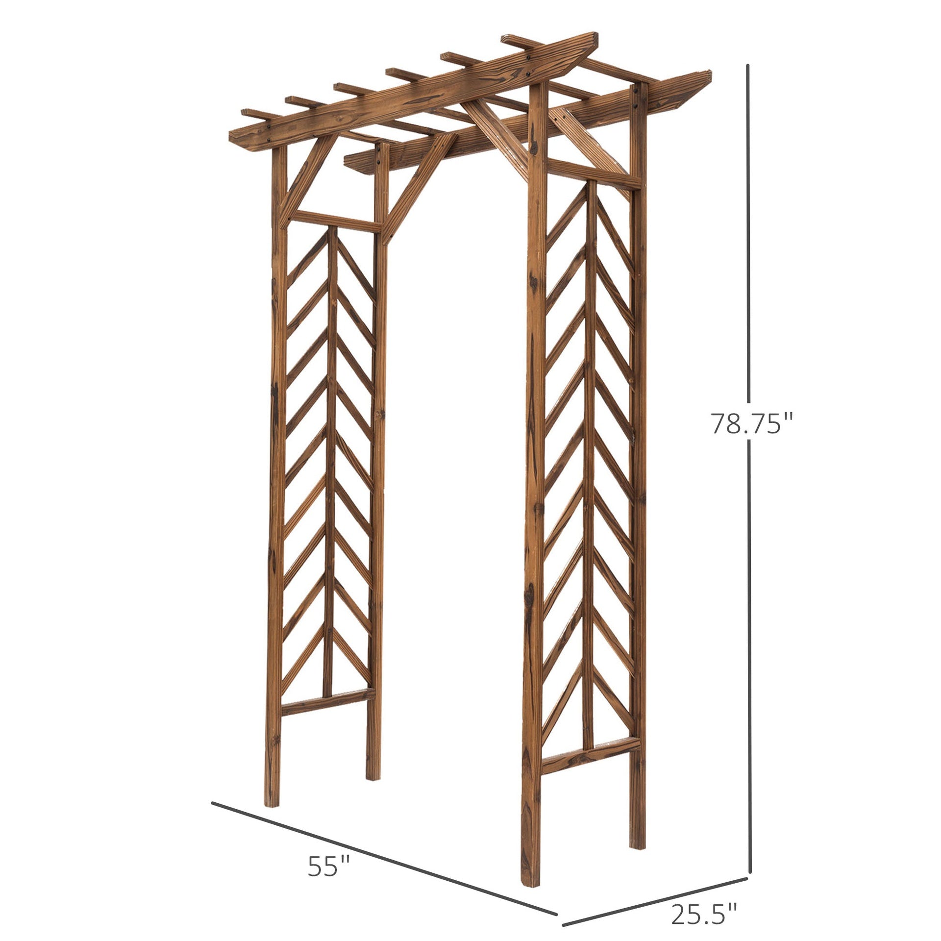 Outsunny 79in Wooden Garden Arbor Arch Trellis with Classic Countryside Style, Pergola Style Roof for Climbing Vines for Ceremony Party Weddings