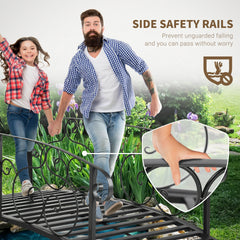 Outsunny 6' Metal Arch Backyard Garden Bridge, Safety Siderails, Arc Footbridge for Backyard Creek, Stream, Pond