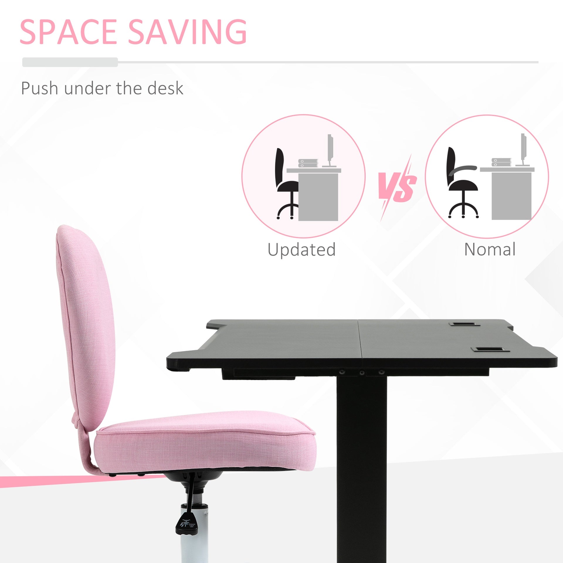 HOMCOM Heart Love Shaped Back Design Office Chair with Adjustable Height, Pink