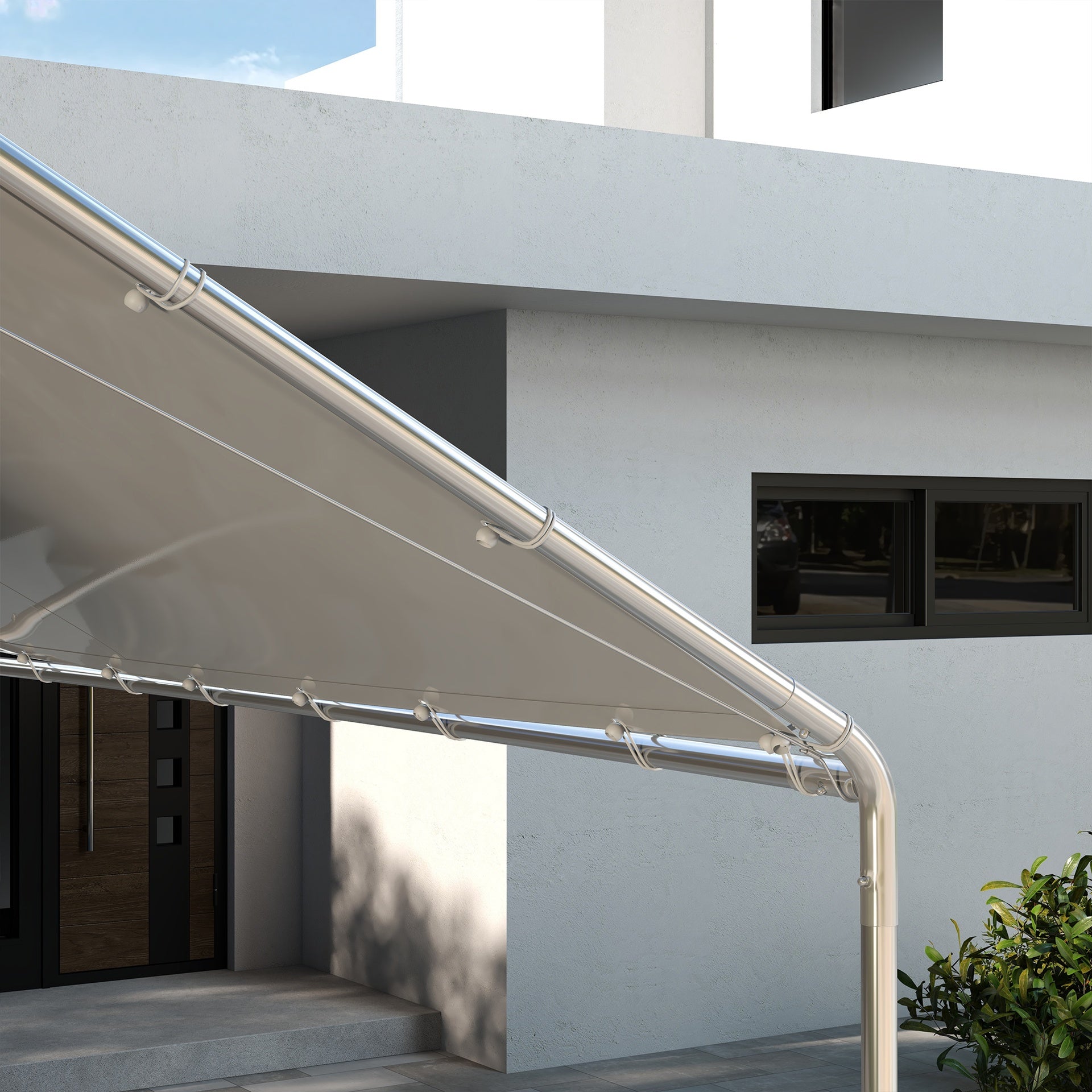 Outsunny 10 x 20ft Carport Roof, UV Resistant Canopy Replacement Cover with Ball Bungee Cords, White