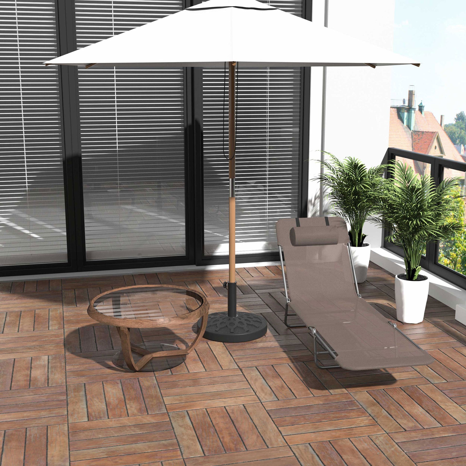 Outsunny Folding Chaise Lounge Chair, Pool Sun Tanning Chair, Outdoor Lounge Chair with 5-Position Reclining Back Brown