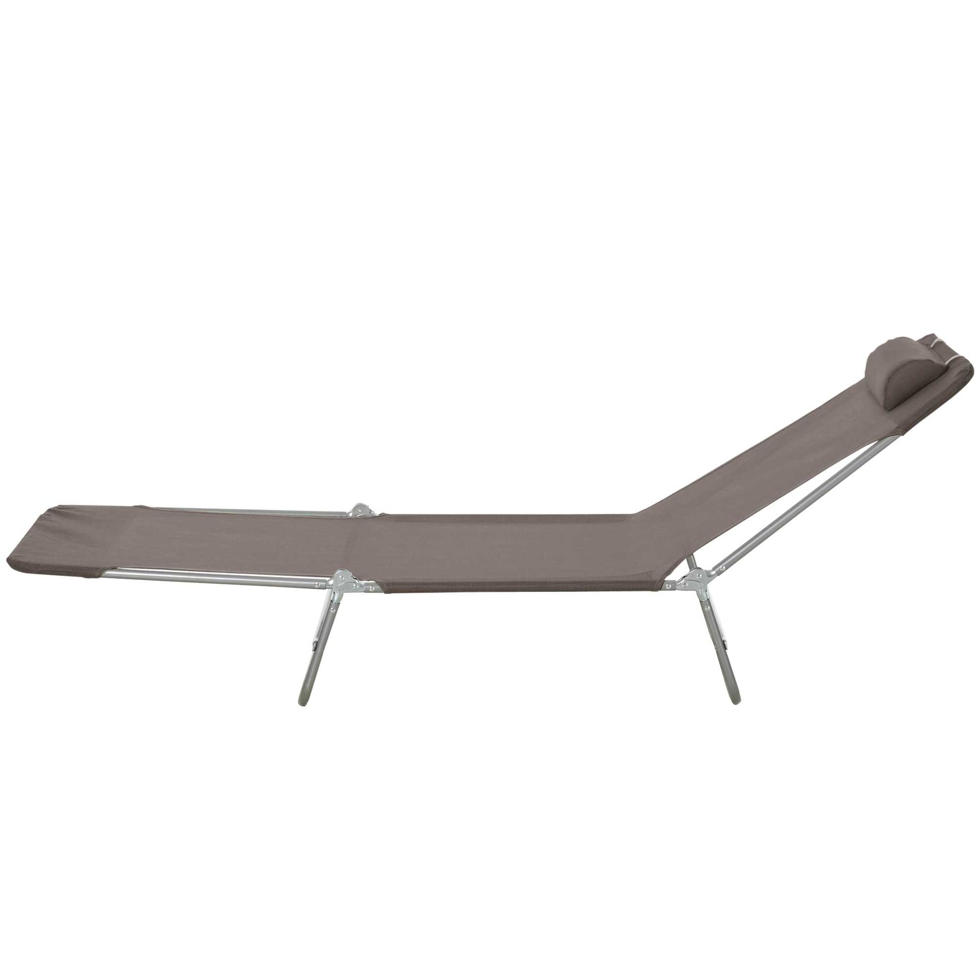 Outsunny Folding Chaise Lounge Chair, Pool Sun Tanning Chair, Outdoor Lounge Chair with 5-Position Reclining Back Brown