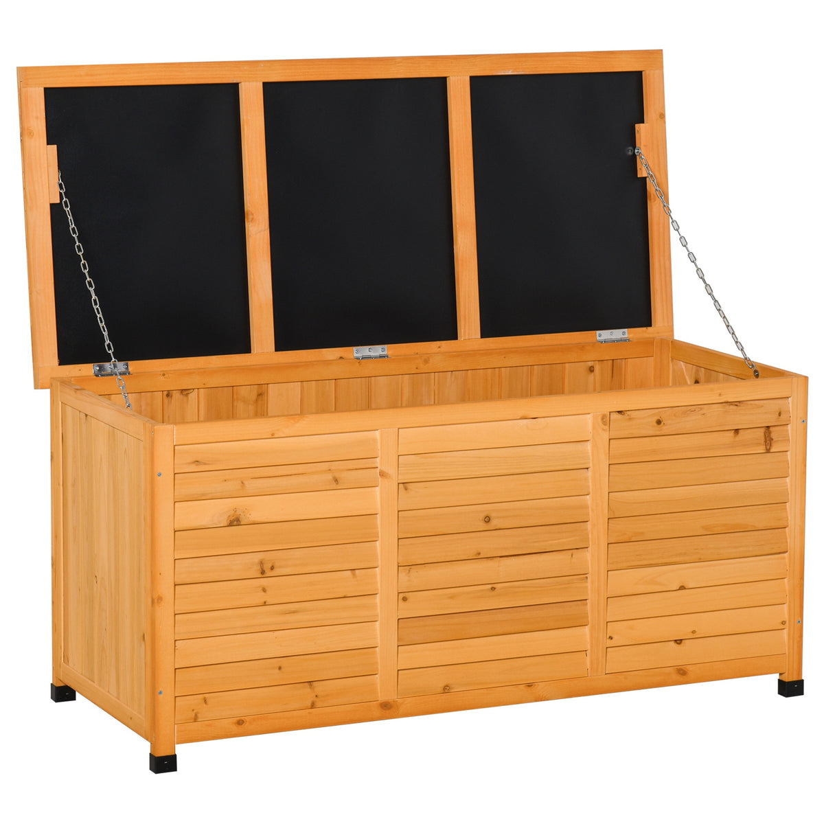 Outsunny 75 Gallon Wooden Deck Box, Outdoor Storage Container with Aerating Gap & Weather-Fighting Finish, Yellow
