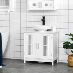 kleankin Bathroom Under Sink Cabinet Vanity Unit with Adjustable Shelf Space Saver, White