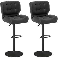 HOMCOM Bar Height Bar Stools Set of 2 with Adjustable Seat, Adjustable Swivel Barstools with Thick Padded Cushion and Metal Footrest for Home Bar, Black