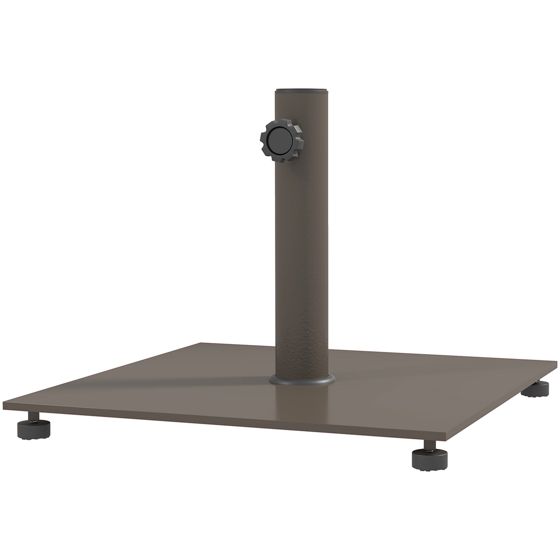 Outsunny Square Patio Umbrella Base, 29 lbs Metal Umbrella Stand Base with Adjustable Foot Pads, Heavy Duty Patio Umbrella Holder for 1.5"/1.9" Umbrella Poles for Outdoor, Lawn, Poolside, Brown