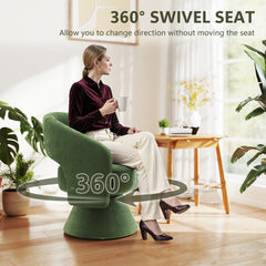 HOMCOM Swivel Barrel Accent Chair, Modern Upholstered Living Room Chair with Thick Padding for Reading, Green