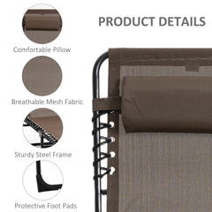 Outsunny Folding Chaise Lounge Chair Outdoor, Sun Tanning Chair with Side Pocket, Carrying Strap, Portable Patio Beach Lounger with 5-Position Reclining Back, Headrest for Pool, Camping, Yard, Brown