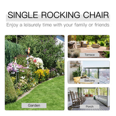 Outsunny Wooden Porch Rocking Chair, Wood Double Adirondack, Rocker for Indoor or Outdoor with High Rise Slatted Back, Carbonized