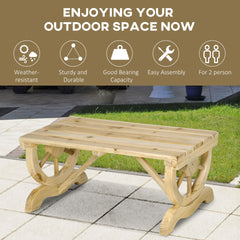 Outsunny 2-Person Garden Bench Outdoor Wagon Wheel Porch Bench for Backyard, Patio, Garden Natural