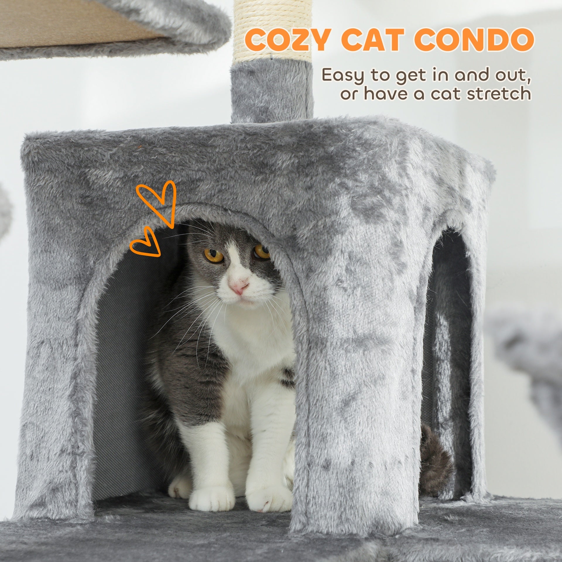 PawHut 69" Cat Tree, Multi-Level Cat Tower with 2 Condos and 3 Hammocks, 8 Scratching Posts, for Multiple Cats, Dark Gray