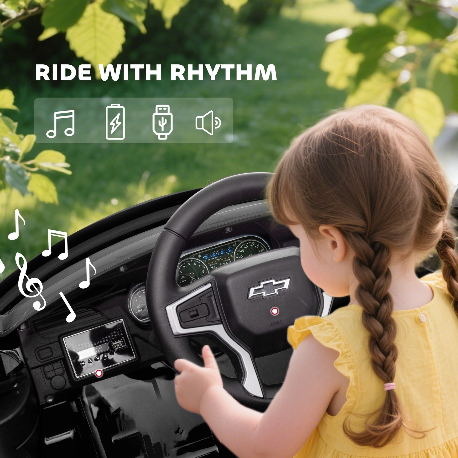 Aosom Electric Ride on Car 12V Kids Ride-on Toy, Black