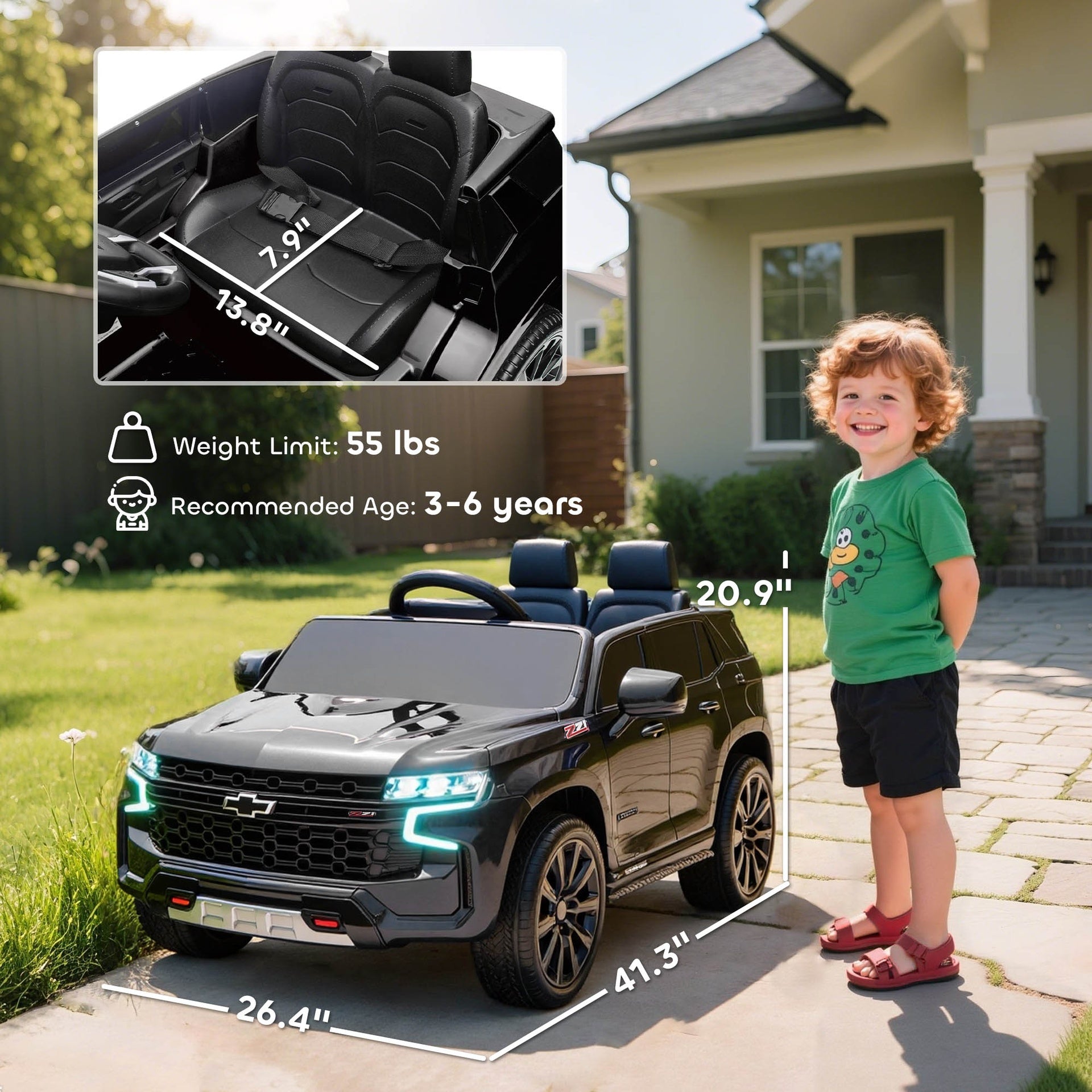 Aosom Electric Ride on Car 12V Kids Ride-on Toy, Black