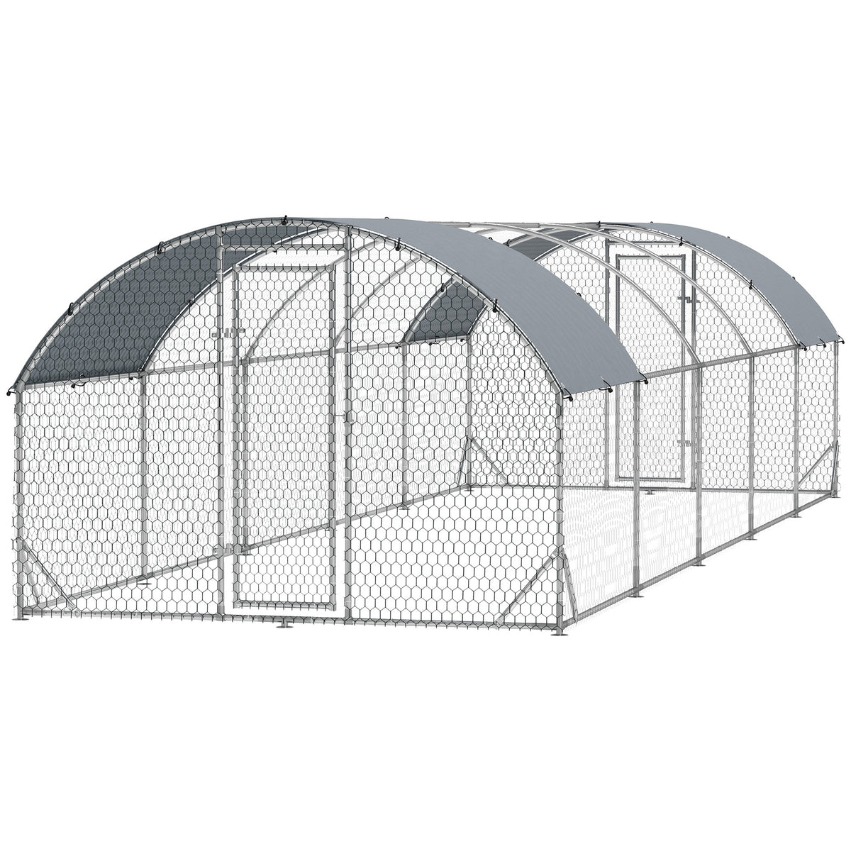 PawHut Large Metal Chicken Coop with Waterproof and Anti-UV Cover for Yard, Outdoor, Duck, Rabbit, 9.2' x 31.2' x 6.5'
