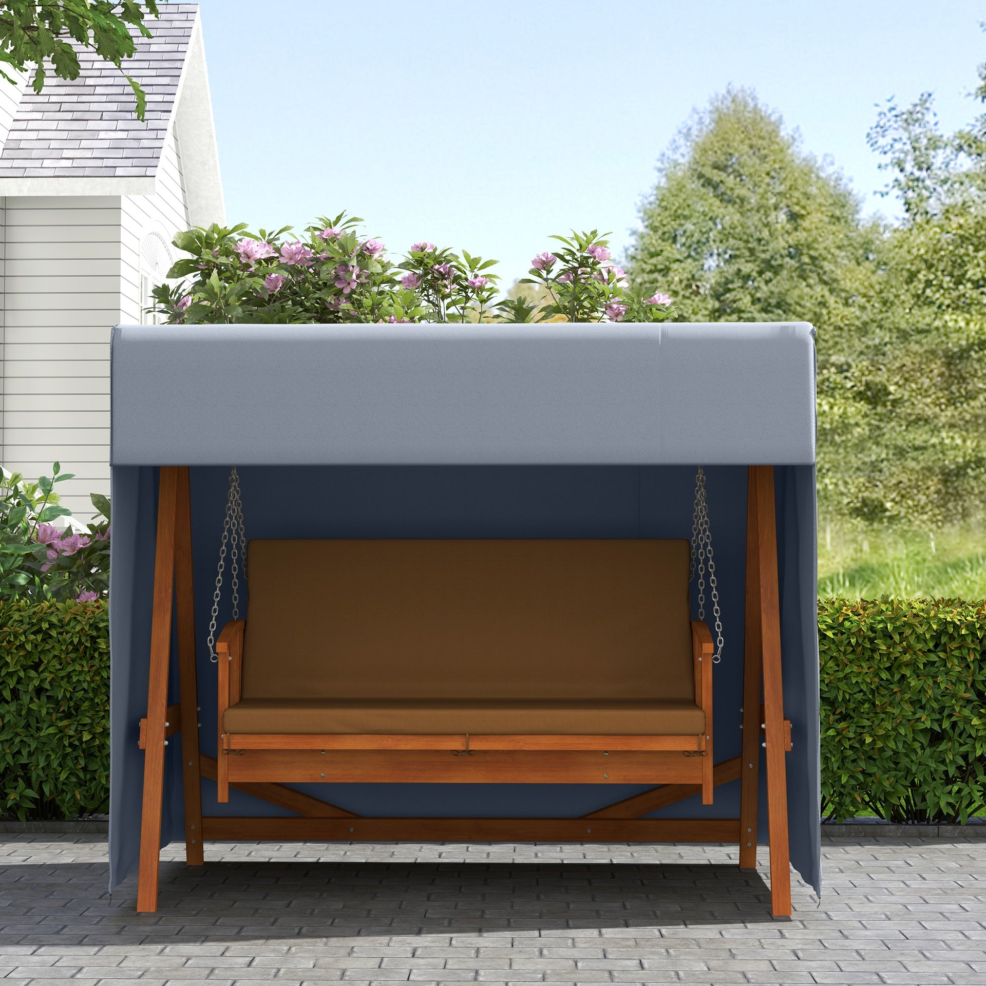 Outsunny Outdoor Patio Hammock Porch Swing Cover with UV, Water, & Dust Fighting Material, 81" x 49" x 65", Dark Gray