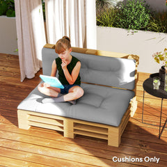 Outsunny 2 Seater Pallet Cushions Outdoor 3.9" Thick Replacement Cushions - Tufted Design for Garden, Patio, Light Gray