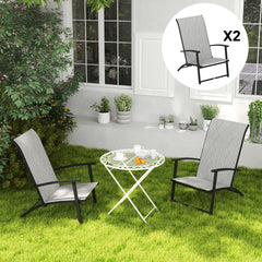 Outsunny Set of 2 Outdoor Dining Chairs with High Back, Armrests, Folding Patio Chairs for Patio, Lawn, Camping, Gray