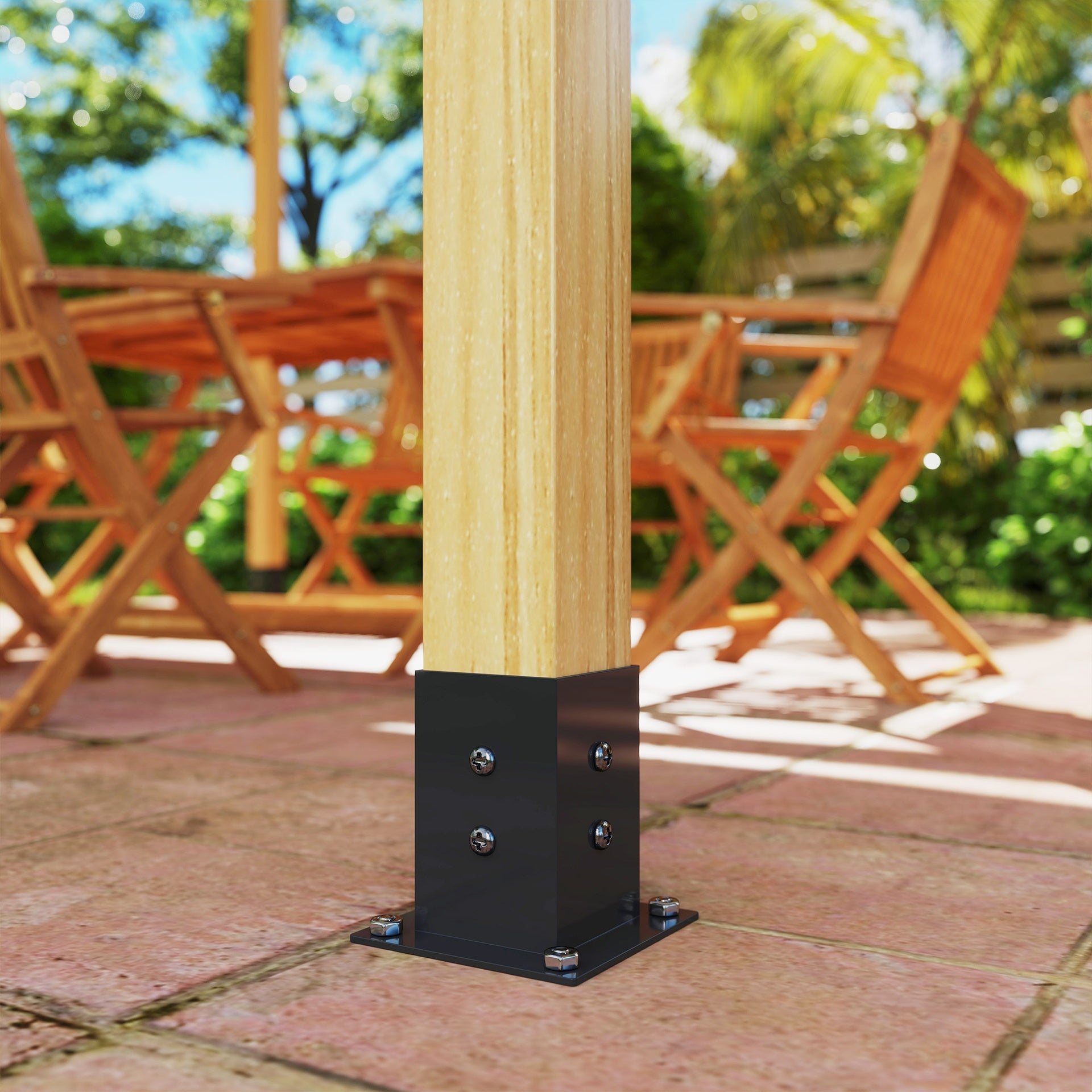 Outsunny Pergola Kit, 15° Slanted Pergola Bracket Kit with 3-Way Brackets, Post Bases, Wall Mounts for 3.6" X 3.6" Lumber, Black