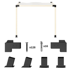 Outsunny Pergola Kit, 15° Slanted Pergola Bracket Kit with 3-Way Brackets, Post Bases, Wall Mounts for 3.6" X 3.6" Lumber, Black