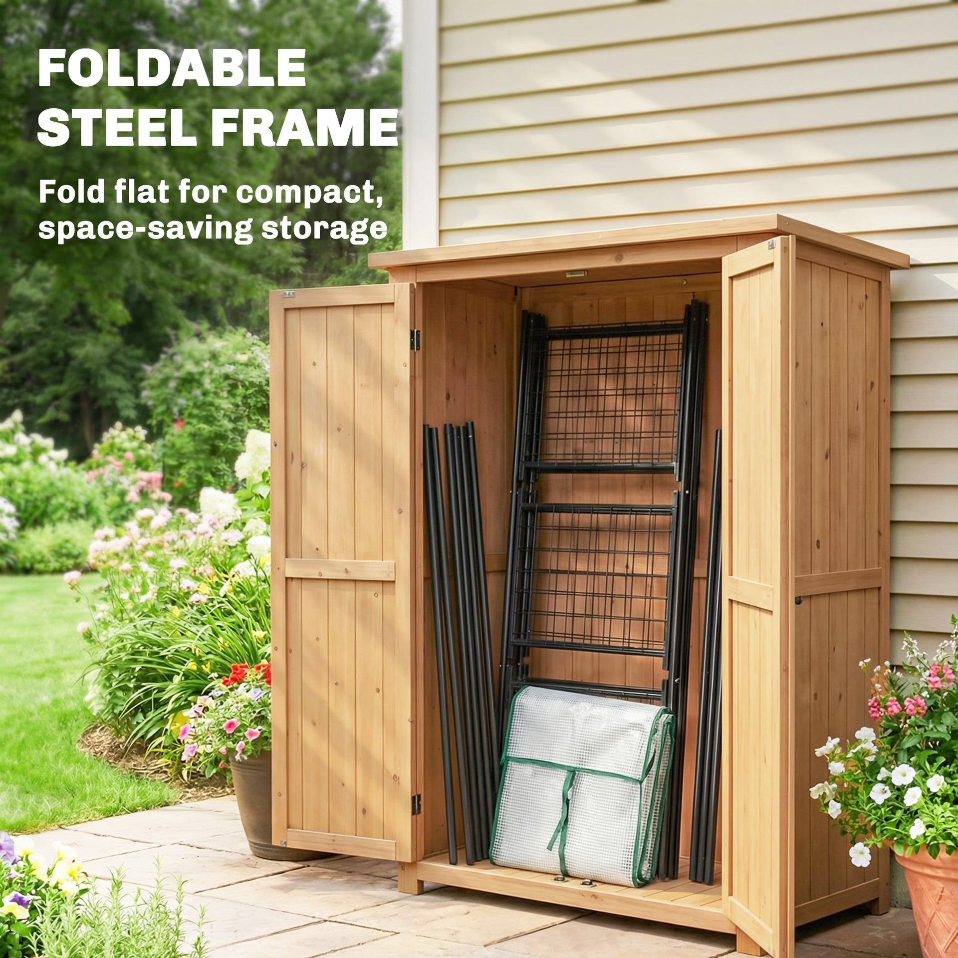 Outsunny Greenhouse for Outdoors, Portable Greenhouse with 6 Shelves, UV-Resistant PE Cover, Roll-Up Door, White