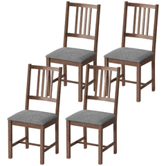 HOMCOM Set of 4 Dining Chairs, Upholstered Dining Room Chairs with Rubberwood Legs for Kitchen, Farmhouse Walnut