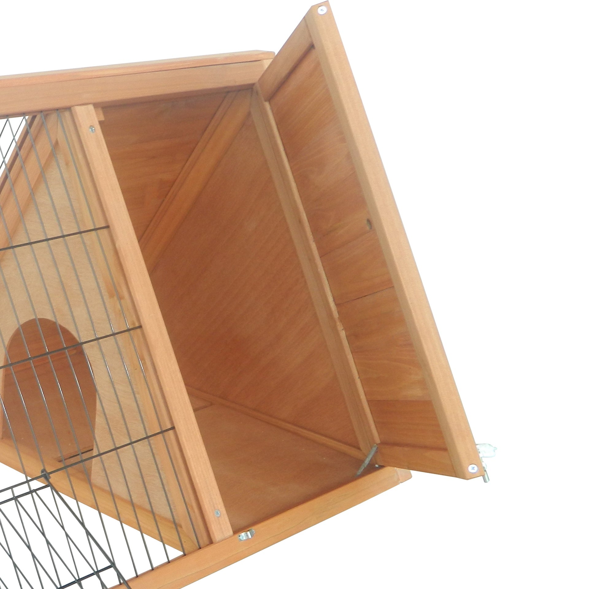 PawHut Rabbit Hutch Outdoor, Wooden Chicken Coop with Run, Outdoor Small Animal Cage for Rabbit, Small Duck and Chicken, Brown
