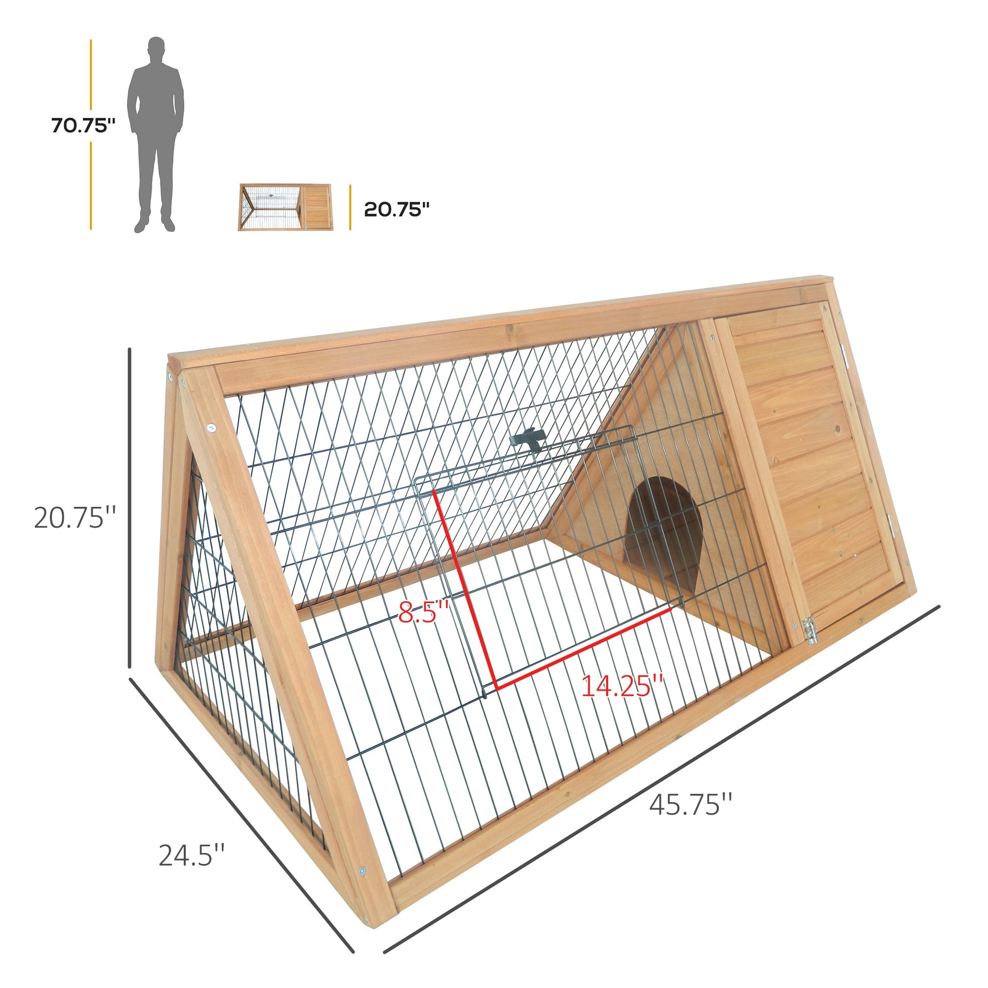 PawHut Rabbit Hutch Outdoor, Wooden Chicken Coop with Run, Outdoor Small Animal Cage for Rabbit, Small Duck and Chicken, Brown