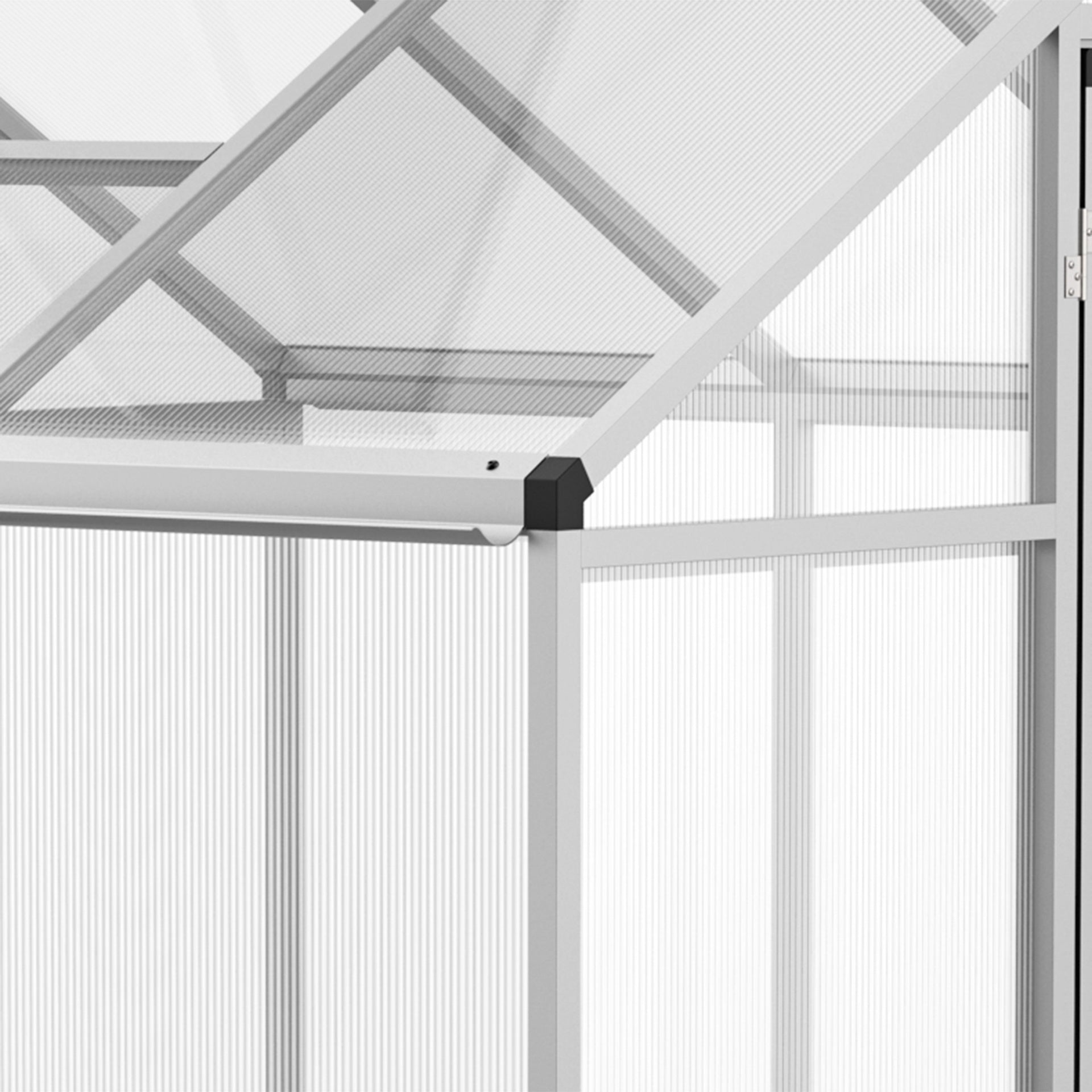 Outsunny 6' L x 6' W Walk-In Polycarbonate Greenhouse with Roof Vent for Ventilation & Rain Gutter for Winter