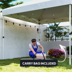 Outsunny 10' x 10' Pop Up Canopy Tent with 2 Half Sidewalls, UV50+ Instant Sun Shelter with Wheeled Carry Bag, White