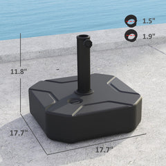 Outsunny Square Patio Umbrella Base Holder, Heavy Duty Outdoor Umbrella Stand Base, Filled Up to 55lbs with Sand or 44lbs with Water for Garden, Poolside, Black
