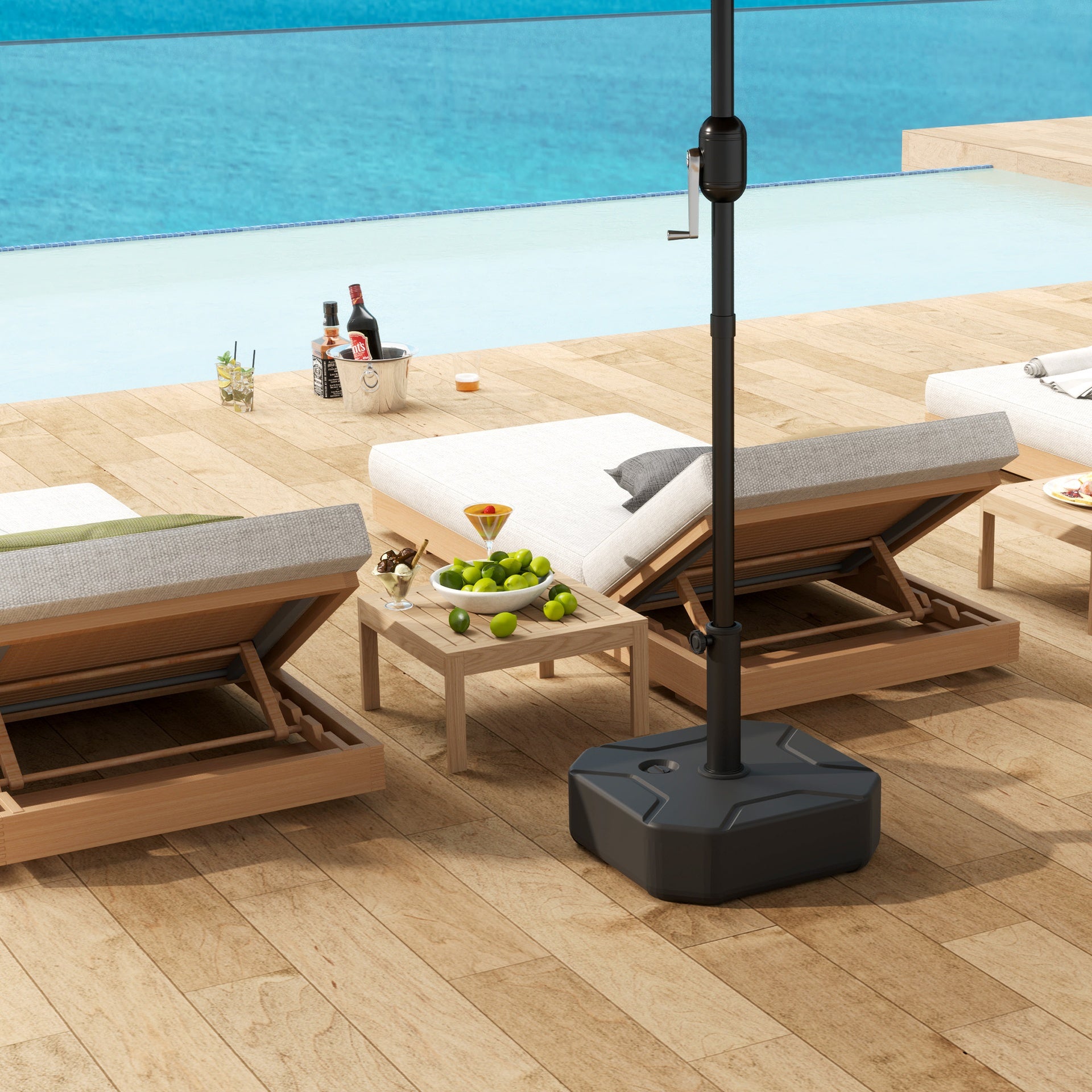 Outsunny Square Patio Umbrella Base Holder, Heavy Duty Outdoor Umbrella Stand Base, Filled Up to 55lbs with Sand or 44lbs with Water for Garden, Poolside, Black