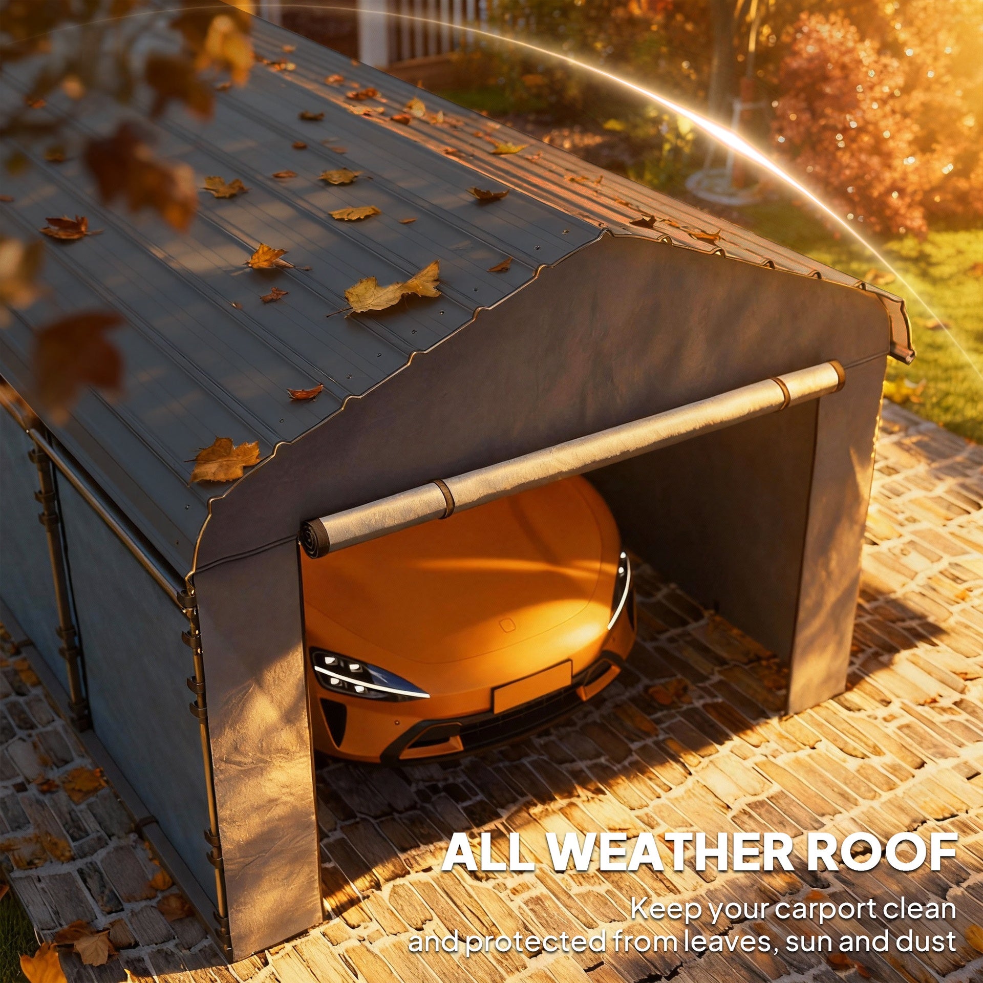 Outsunny 12' x 20' Metal Carport, Heavy Duty Garage Car Canopy with Galvanized Metal Roof and Removable Sidewalls, Dark Gray