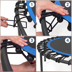 Soozier 45" Rebounder Trampoline for Adults, Foldable Mini Trampoline with Adjustable Handle Bar for Indoor Outdoor, Blue