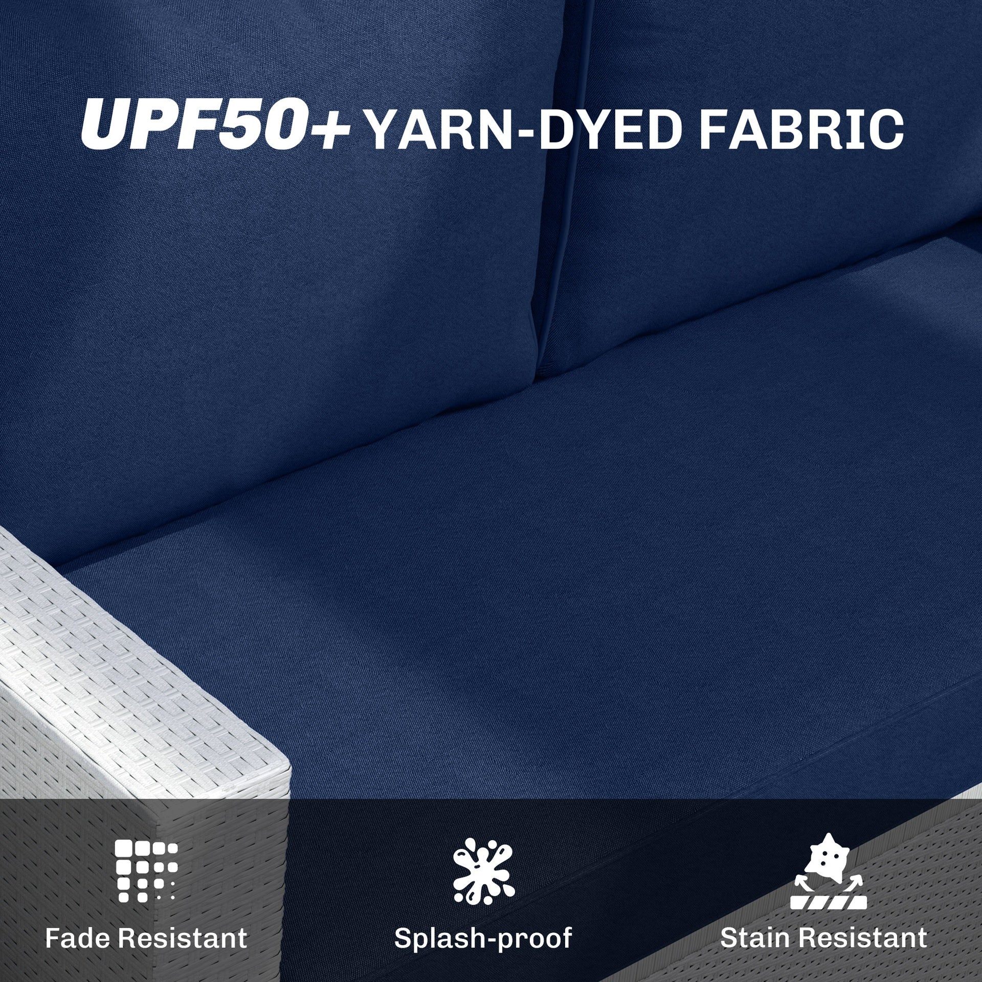 Outsunny 2 Seat Patio Furniture Cushions, 46x26x5 in, Thick Outdoor Loveseat Cushion Set with Removable Cover