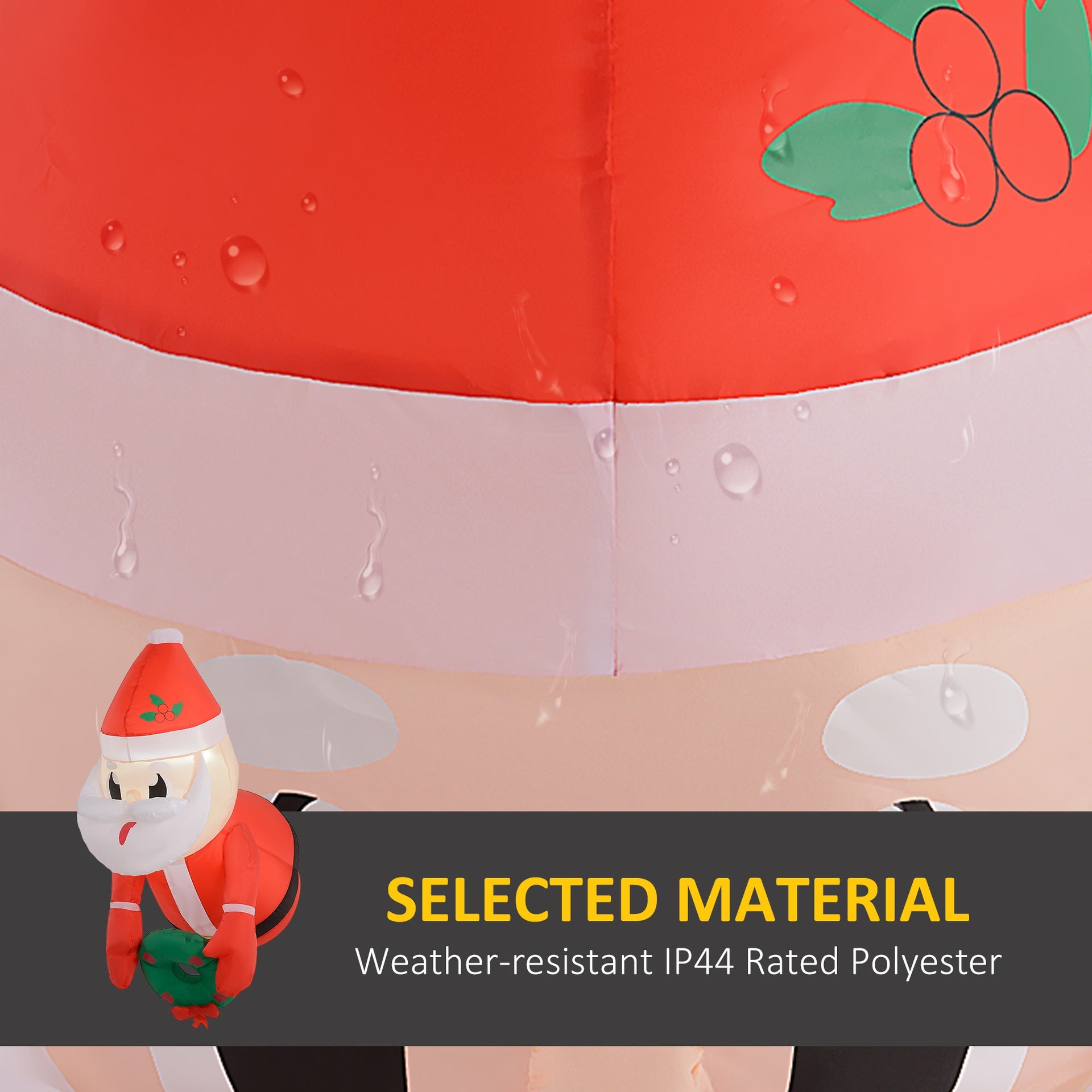 Outsunny 3.4' Inflatable Santa Claus Holding Wreath w/ LED Lights, Blow-Up Outdoor Hanging Display for Garden Party