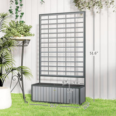Outsunny Wooden Raised Garden Bed with Trellis, Removable Pots, for Backyard, Patio, Balcony, 29" x 11" x 52", Gray