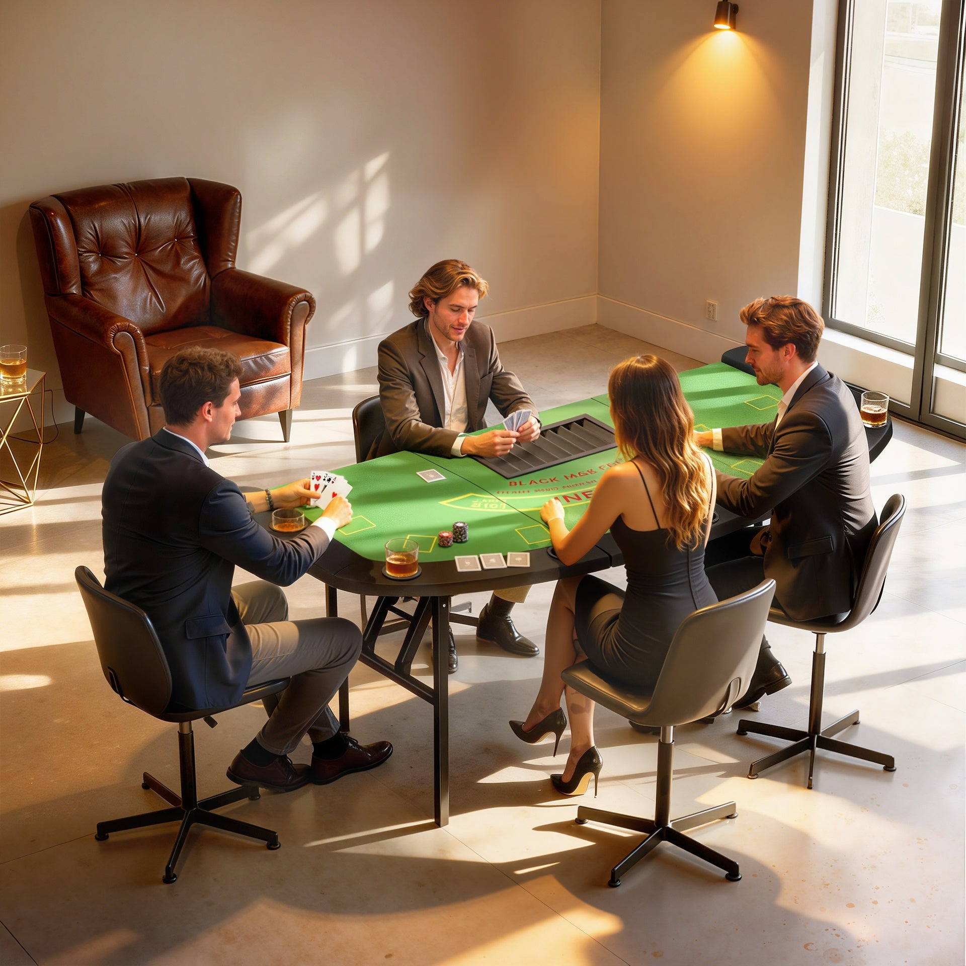 Soozier Poker Table Foldable, 72" Portable Casino Blackjack Table for 8 Players with Felt Surface, Cup Holders, Green