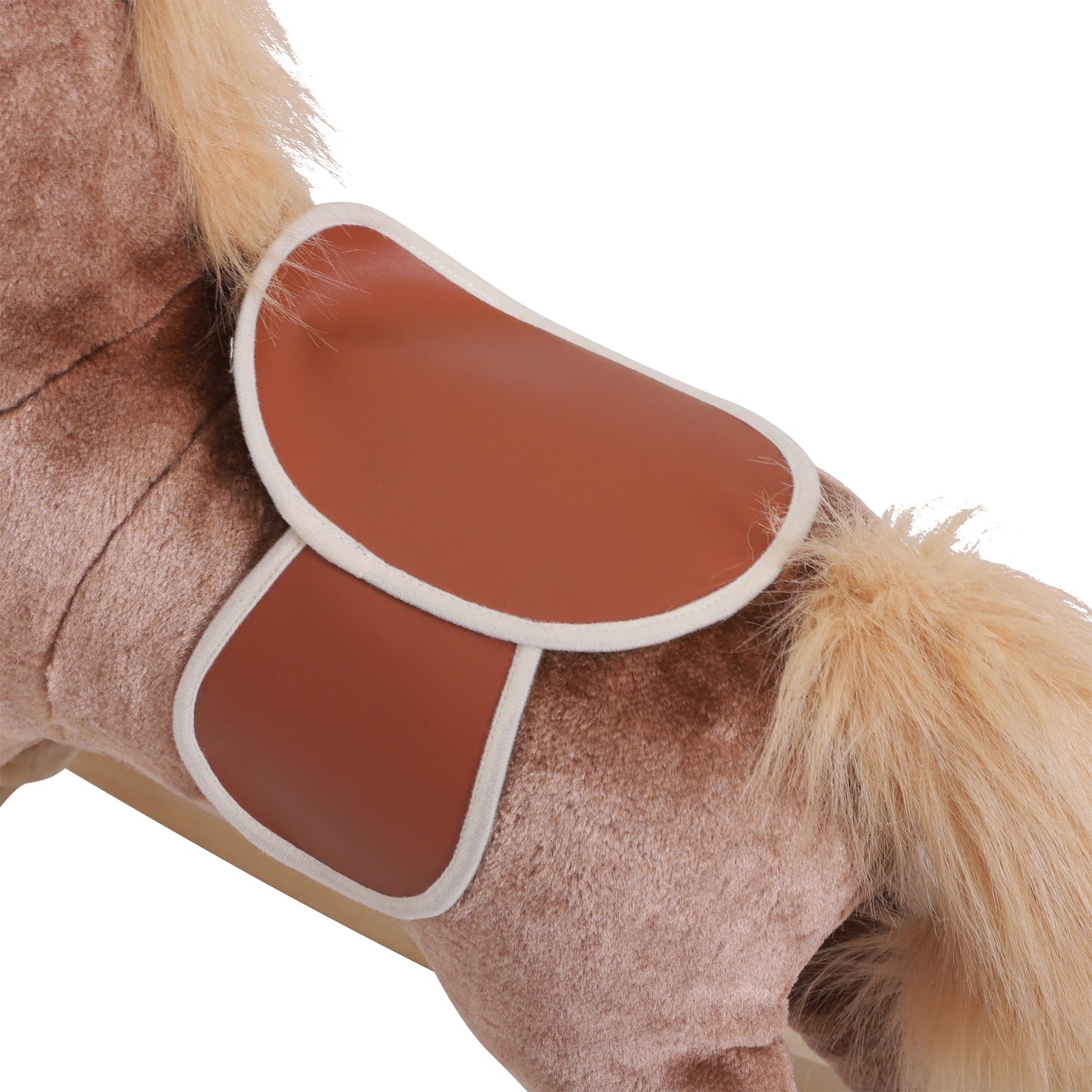 Qaba Kids Rocking Horse Plush Toddler Rocker Wooden Base Ride On Toy