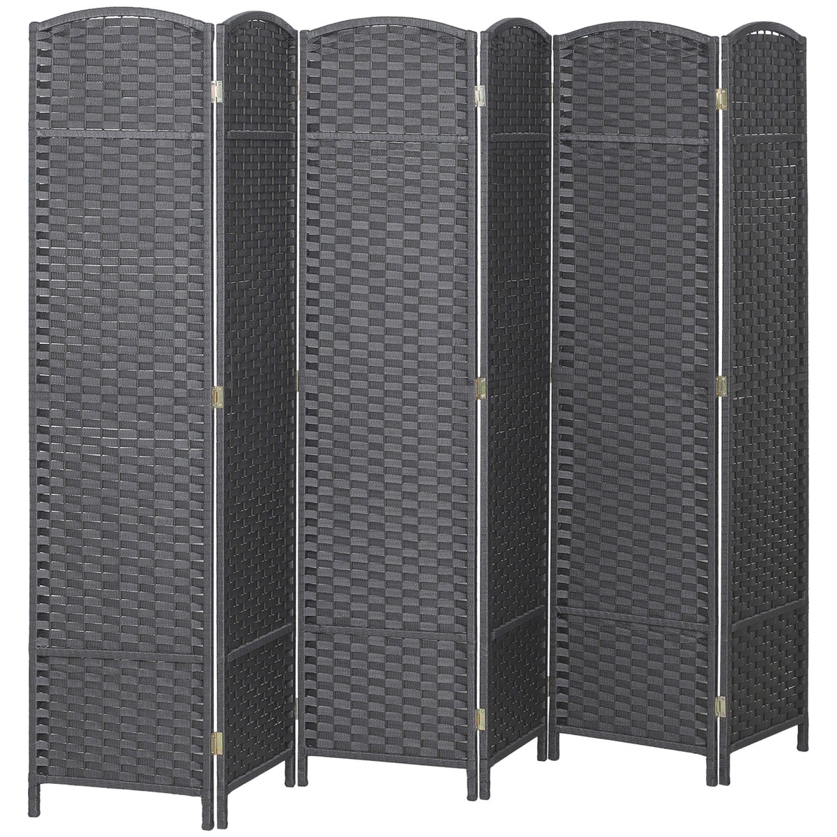 HOMCOM Folding Room Divider Screen 6 Panel 5.6' Tall Privacy Screen Freestanding Room Partition for Home Office, Charcoal Gray